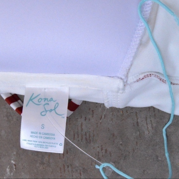 Kona Sol Twist Front Striped One Piece Swimsuit, Size Small - Red & White - Picture 8 of 8